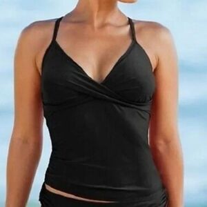 Athleta Twister Gathered Tankini Set High Dive Swimsuit Size 34B/C Medium